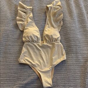 Ruffled Gold One-Piece Swimsuit